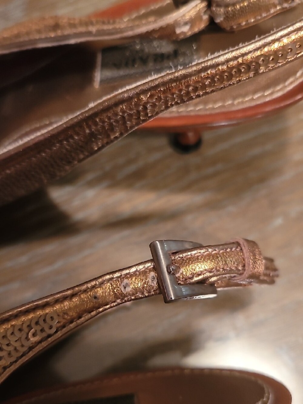 Prada Metallic Bronze Pointed Kitten Heel Slingback Heels - Picture 8 of 10